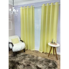 Cortina Lana Amarelo-Bebê Oxford 300X250 Para Sala/Quarto