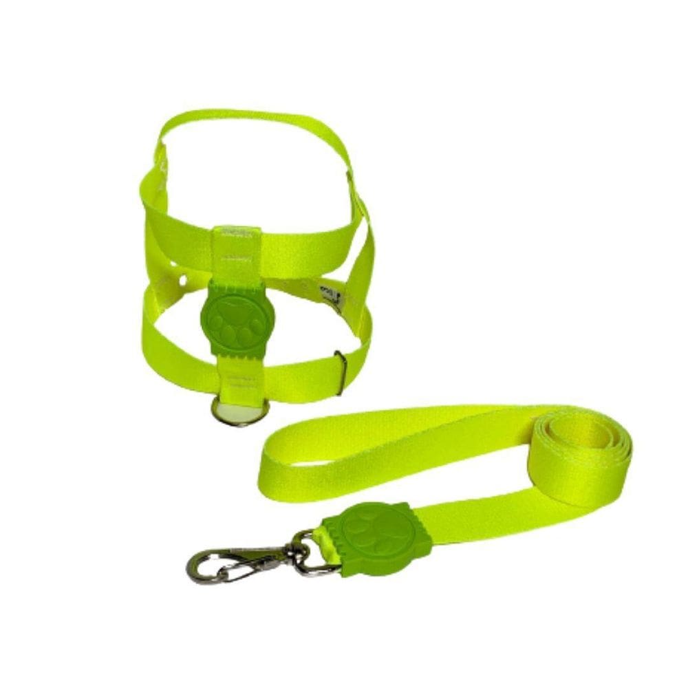 Coleira Peitoral Neon Para Cães Tradicional 25Mm Amarelo Nº7