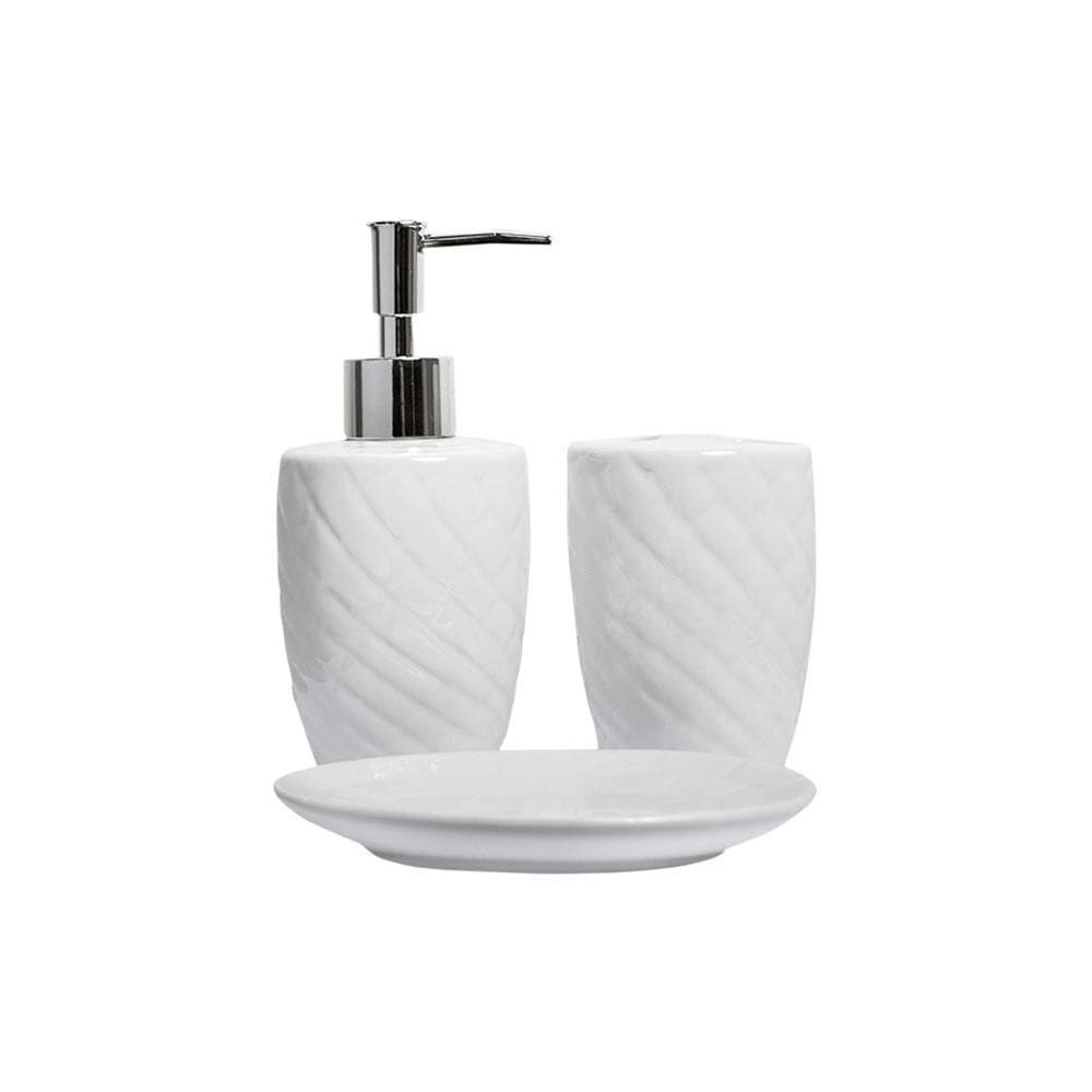 Kit Para Banheiro 3 Peças Cerâmica Belakaza