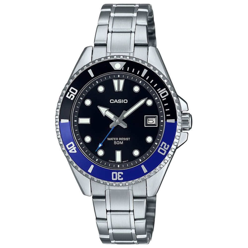 Relógio CASIO prata azul masculino MDV-10D-1A2VDF