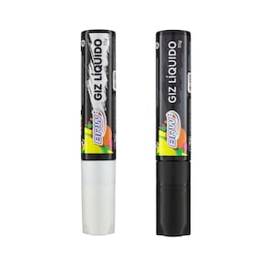 Kit 02 Canetão Giz Líquido 15mm BRW 25g Caneta Marcador p/ Lousa Vidros Espelhos Carros Vitrines
