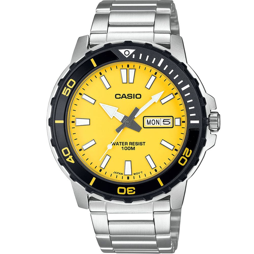 Relógio CASIO masculino amarelo prata MTD-125D-9AVDF