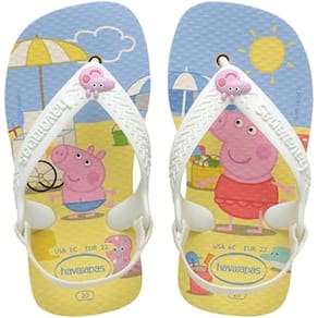 Sandalia Havaianas Baby Peppa Pig Bege Palha 25/6