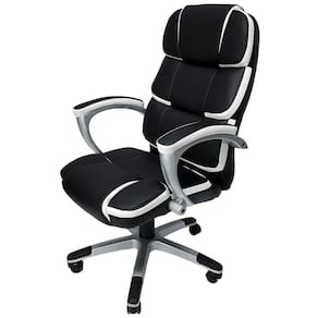 Cadeira Presidente Corporate em PU Giratoria Preto/Branca MAXOFFICE