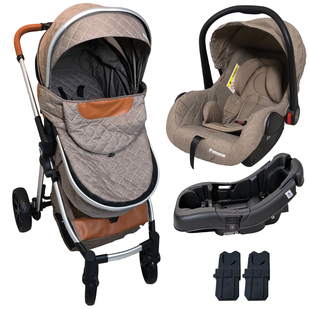 Carrinho de Bebe Bebe Conforto Base Passear Baby Ares Marrom