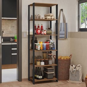 Armário Estante Multiuso Organizador Despensa 5 Prateleiras 59cm Rustic/Preto Madesa