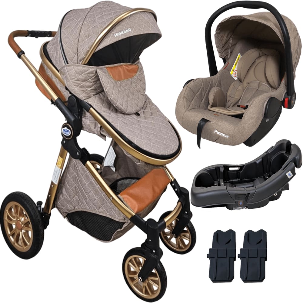Carrinho de Bebe Bebe Conforto Base Passear Baby Ares Plus Marrom