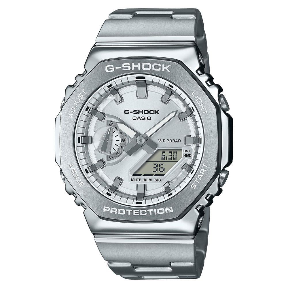 Relógio CASIO G-SHOK masculino analógico prata GM-2110D-7ADR