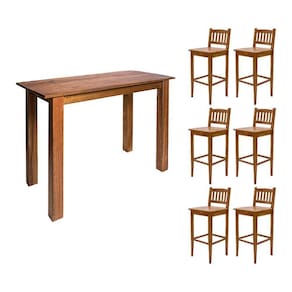 Conjunto Decorativo Aparador 1,60m Com 6 Banquetas Bh Para Hall De Apartamento Em Madeira Maciça - N - Bege