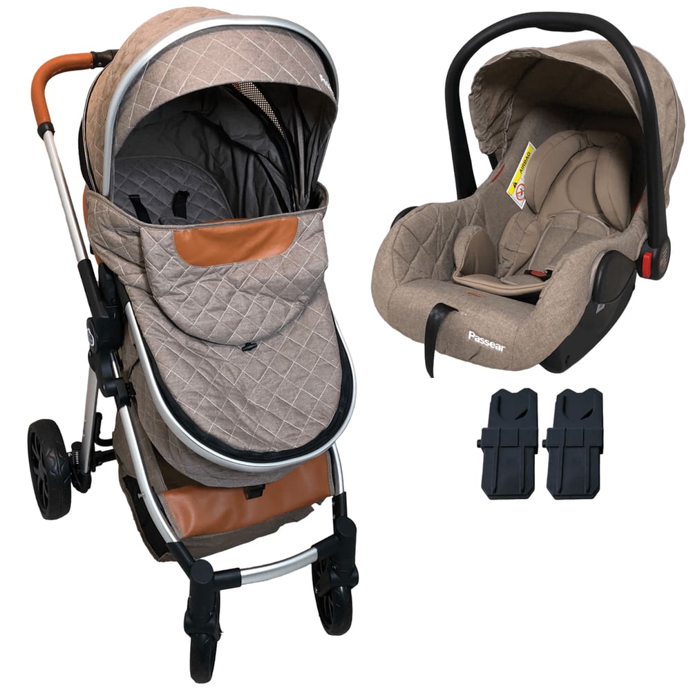 Carrinho de Bebe com Bebe Conforto Passear Baby Ares Marrom