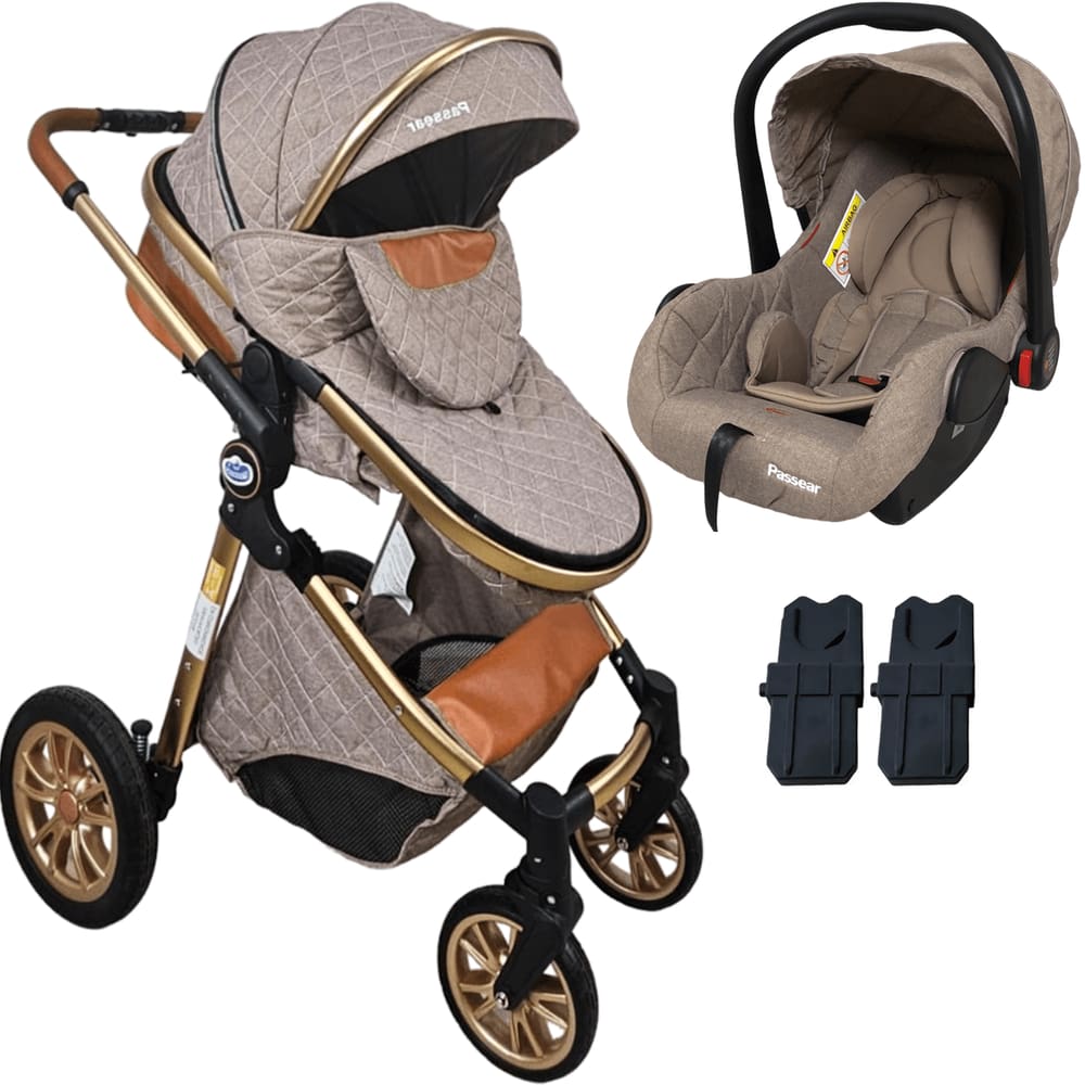 Carrinho de Bebe com Bebe Conforto Passear Baby Ares Plus Marrom
