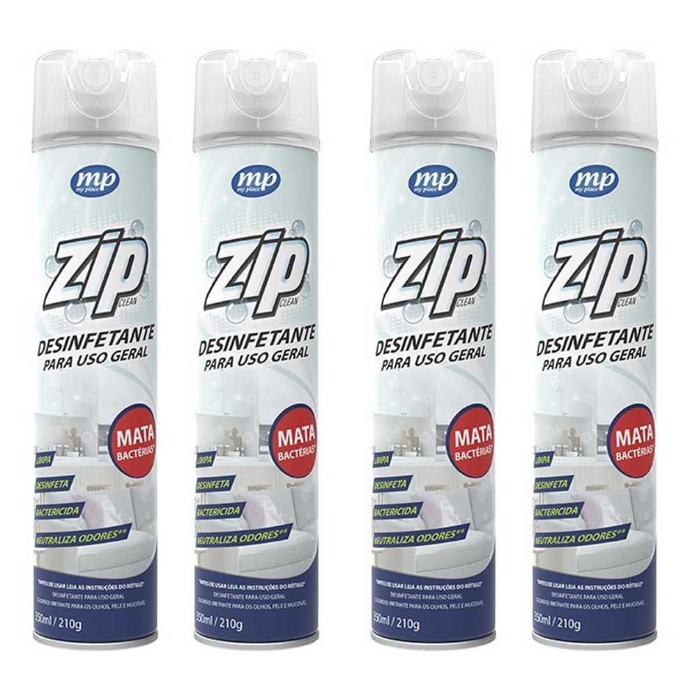 Kit 4 Desinfetantes para Uso Geral Zip My Place 350ml