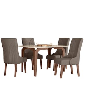 Conjunto Sala de Jantar Kira 1,10 com 04 Cadeiras Amendoa 01A