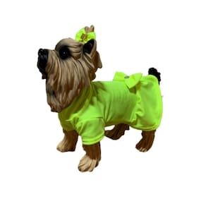 Roupa Para Cães E Gatos - Vestido Suplex Neon Amarelo G