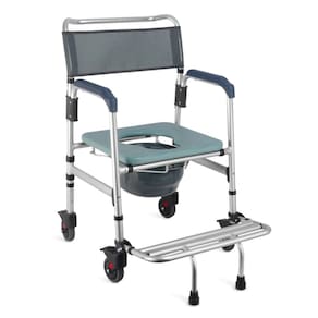 Cadeira de Banho Desmontável 135Kg Aluminio C/ Comadre Trava nas Rodas Hidrolight