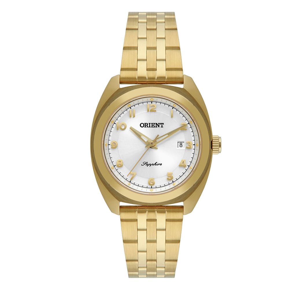 Relógio ORIENT Eternal feminino dourado branco FGSS1261 S2KX