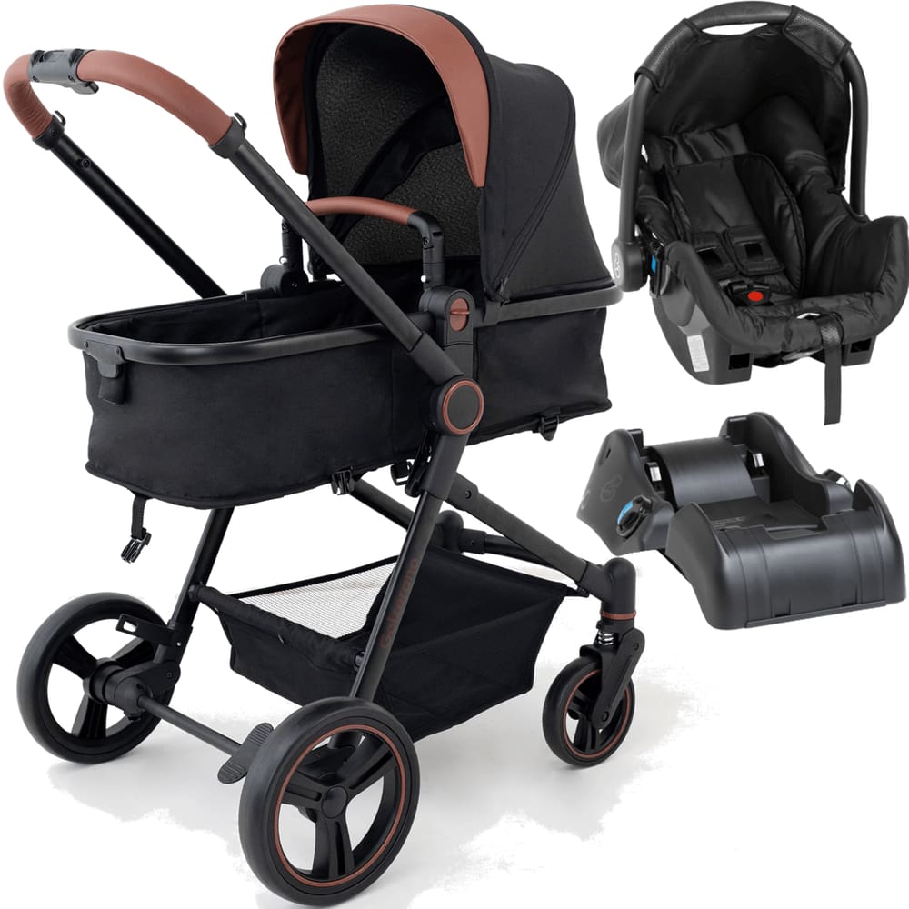 Carrinho de Bebe Moises Bebe Conforto Base Galzerano Ivy Black