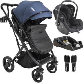 Carrinho de Bebe Kiddo Vox II com Bebe Conforto e Base Marinho
