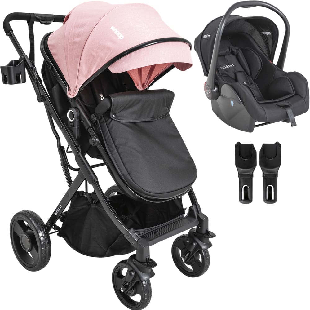 Carrinho de Bebe Kiddo Vox II Travel System Bebe Conforto Rosa