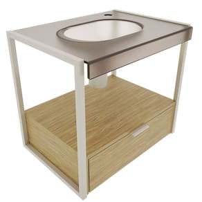 Gabinete Milão Cristal 58,7cm X 58,5cm X 42,8cm Amendoeira/Bronze