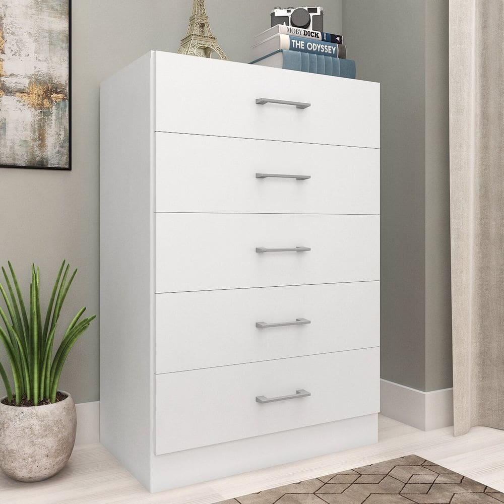Cômoda para Quarto com 5 Gavetas Aruba Branco
