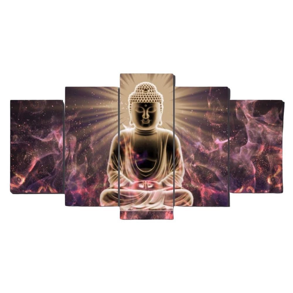 Quadro Decorativo Mosaico 5 Peças Buda Meditando