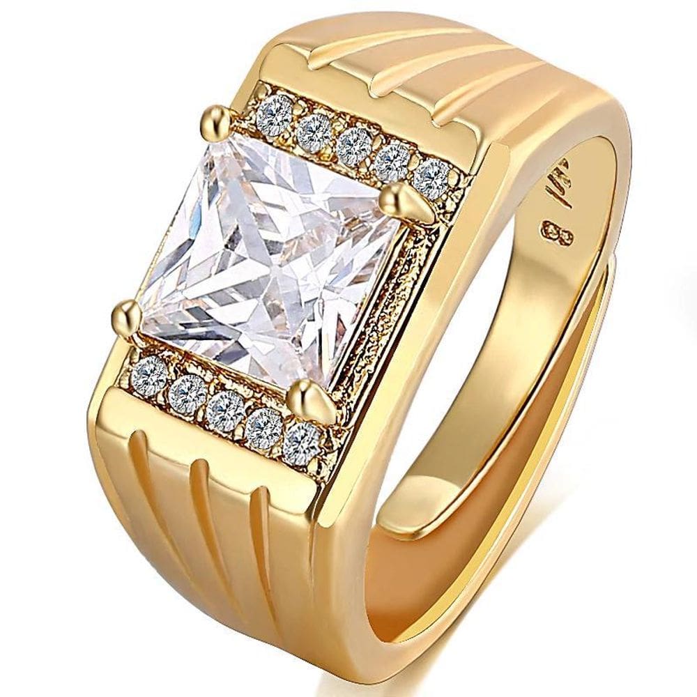 Anel Pedras Banhado A Ouro Ajustável