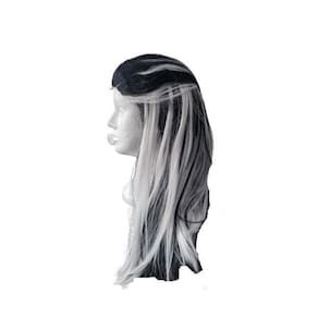 Peruca Monstrinha Branco Com Preto 55 Cm Cosplay