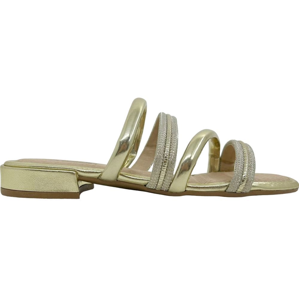 Tamanco Feminino Papete Casual Dia a Dia Passeio Trabalho Salto Baixo com Strass Conforto Mississipi Mb941