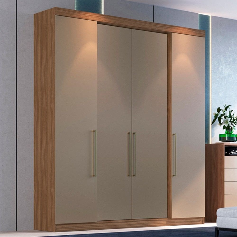 Guarda-Roupa Casal Ph1717 4 Portas 4 Gavetas Marrom Claro - Herval