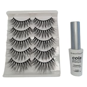 Kit Macrilan Cola Cílios Postiços+Cílios 3D 5 Pares Gl702