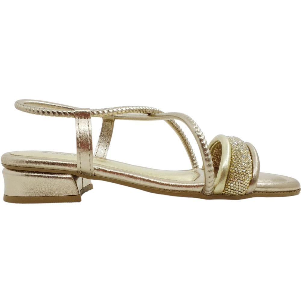 Sandália Feminina Casual Social Dia a Dia Passeio Trabalho com Strass Salto Baixo Conforto Mississipi Mb422