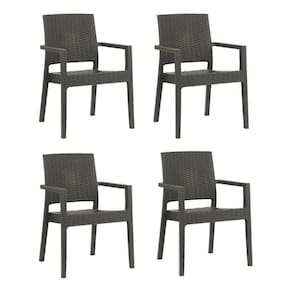 4 Poltronas Milano Cinza Vime Rattan Sintetico Jardim