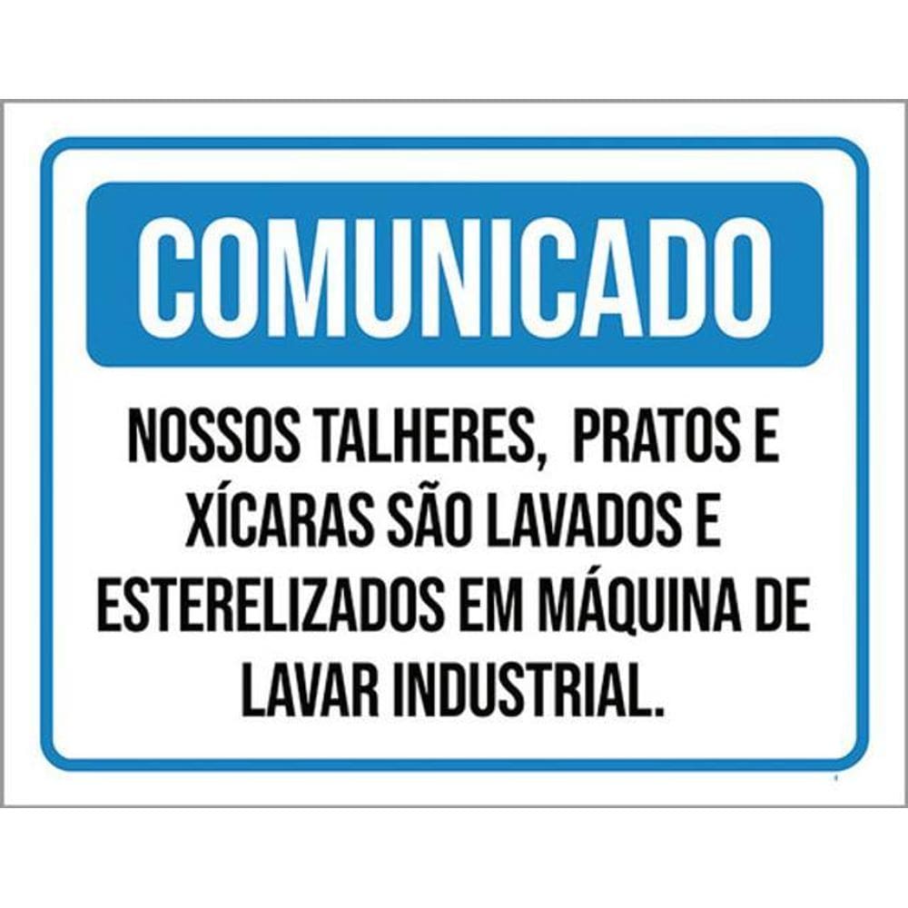 Kit 3 Placa Comunicado Talheres Pratis Xícaras Máquina 36X46