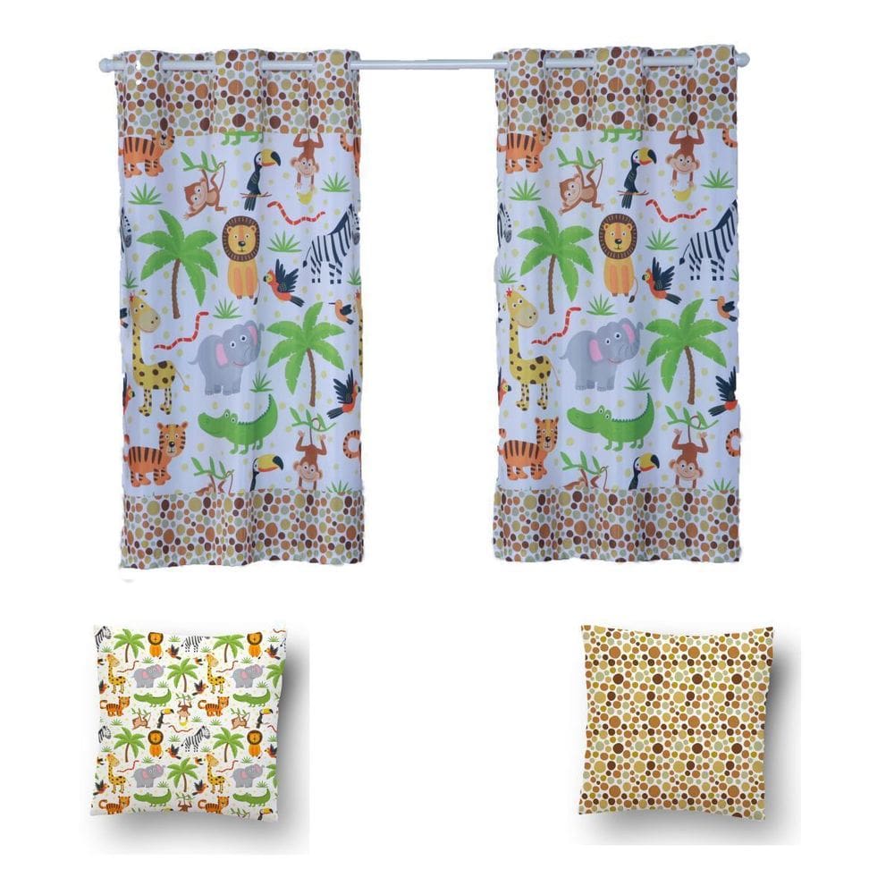 Kit De Cortina De 2 Metros + 2 Almofadas Infantis Kids