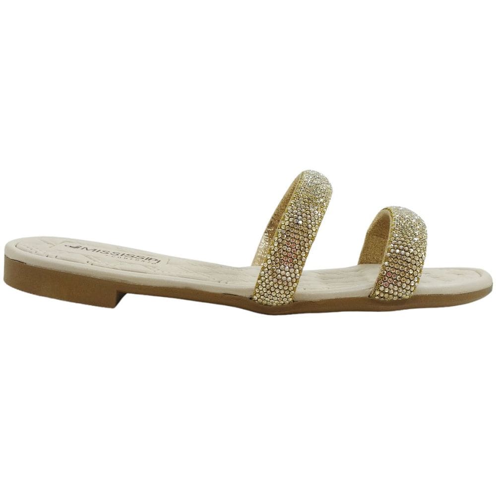 Tamanco Feminino Rasteira Casual Dia a Dia Passeio Trabalho Salto Baixo com Strass Mississipi Mb281