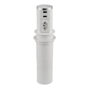 Mini Totem Automatico 1Tom/2Usb Branco/Cromado - Qm 12214