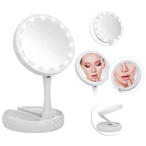 Espelho De Bolsa Dupla Face Led Zoom 10X Perfeito Maquiagem