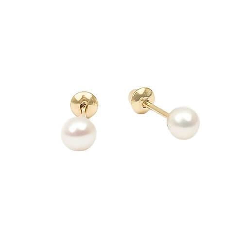 Brinco Pérola 3,5Mm Em Ouro 18K