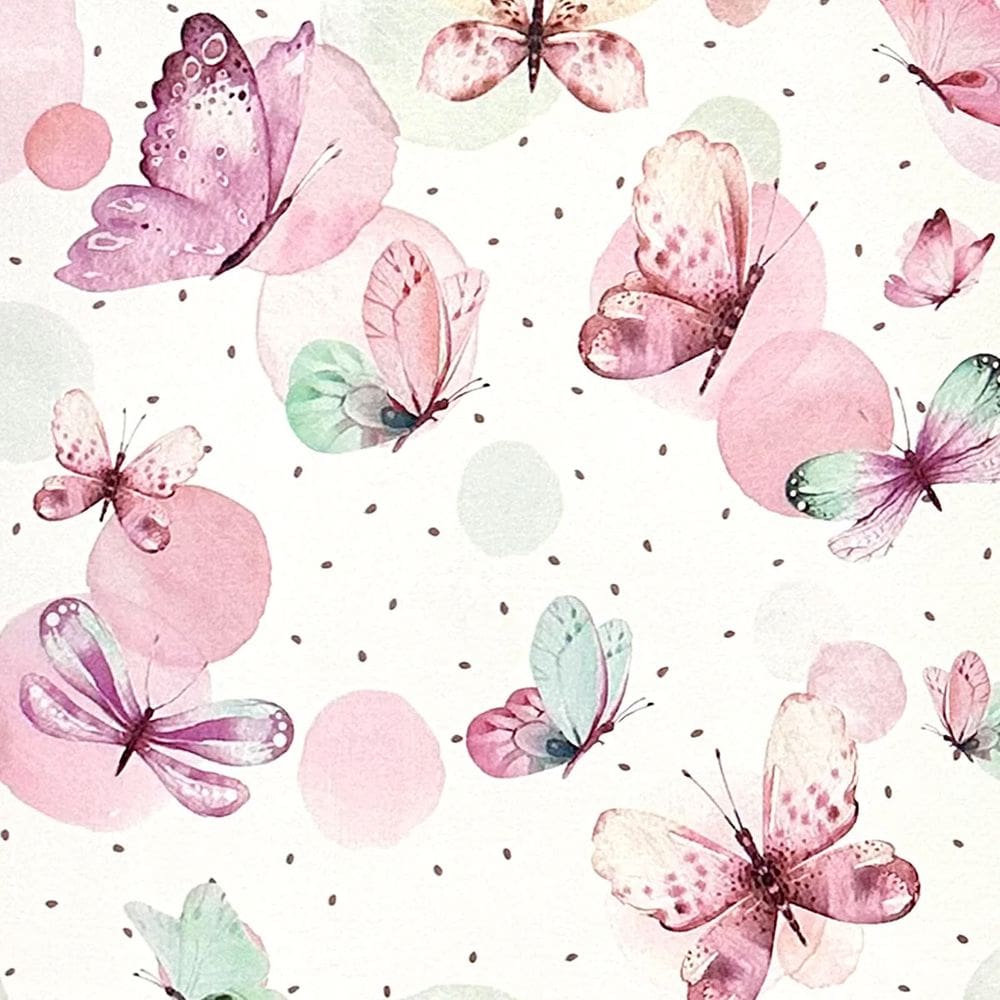 Papel de parede autoadesivo borboletas coloridas em aquarela 45x500