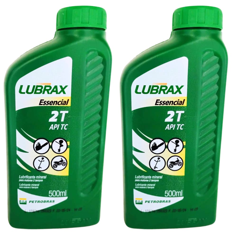 Kit 2 Óleo Lubrax Essencial 500ml Motores 2 Tempos Roçadeira Motos Api Tc