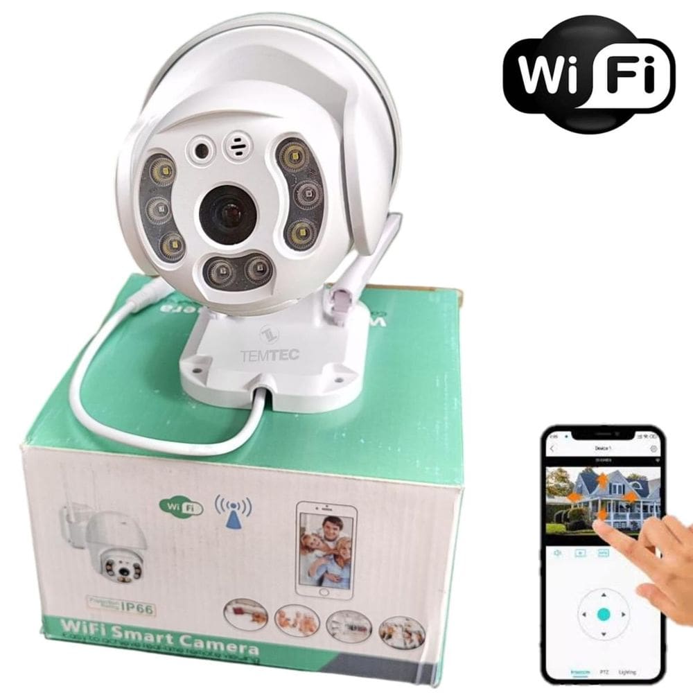 Câmera Segurança WiFi Robô 360 IP66 Chuva Controle Via App