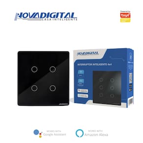 INTERRUPTOR 4 BOTOES 4x4 WI-FI PRETO COMPATIVEL ALEXA GOOGLE