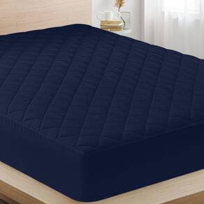 Almofada de colchão Utopia Bedding acolchoada, tamanho duplo, azul marinho