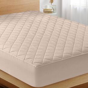 Almofada de colchão Utopia Bedding acolchoada, tamanho duplo, bege