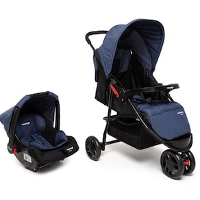Carrinho com Bebê Conforto Travel System Delta Duo Pro Azul Mescla - Voyage