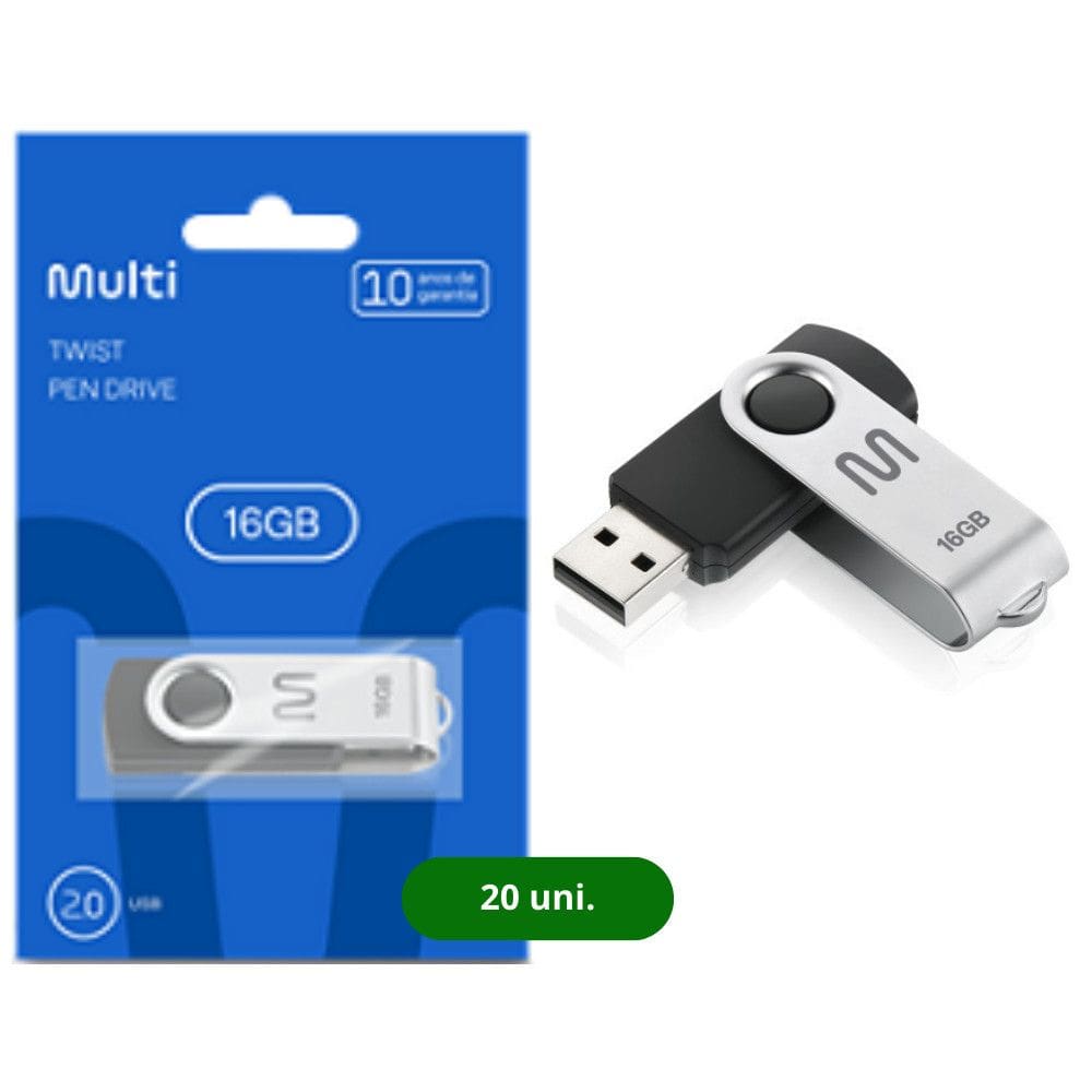 Kit Pen Drive Twist 16GB 20 unidades Preto Multi - PD588K