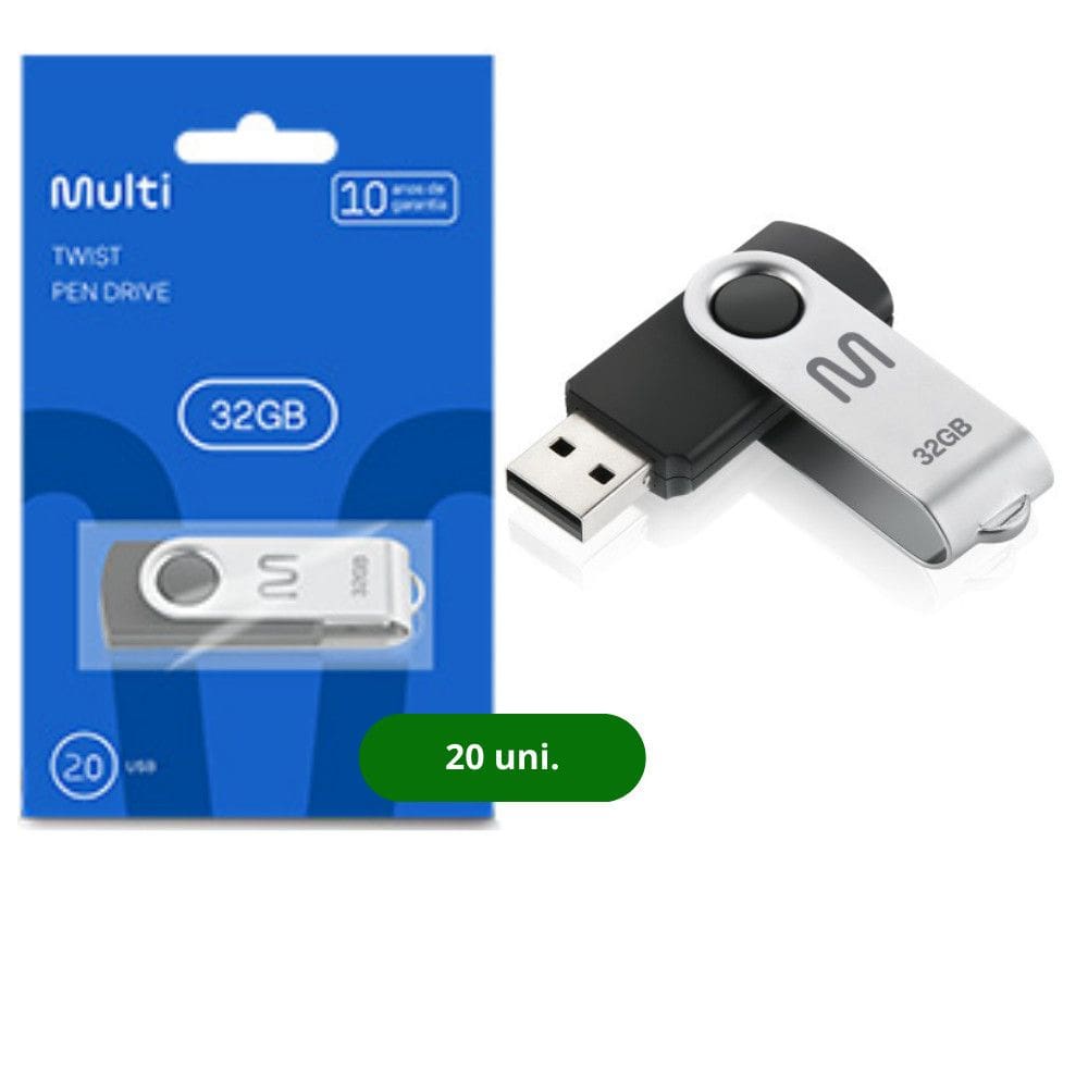 Kit Pen Drive Twist 32GB 20 unidades Preto Multi - PD589K