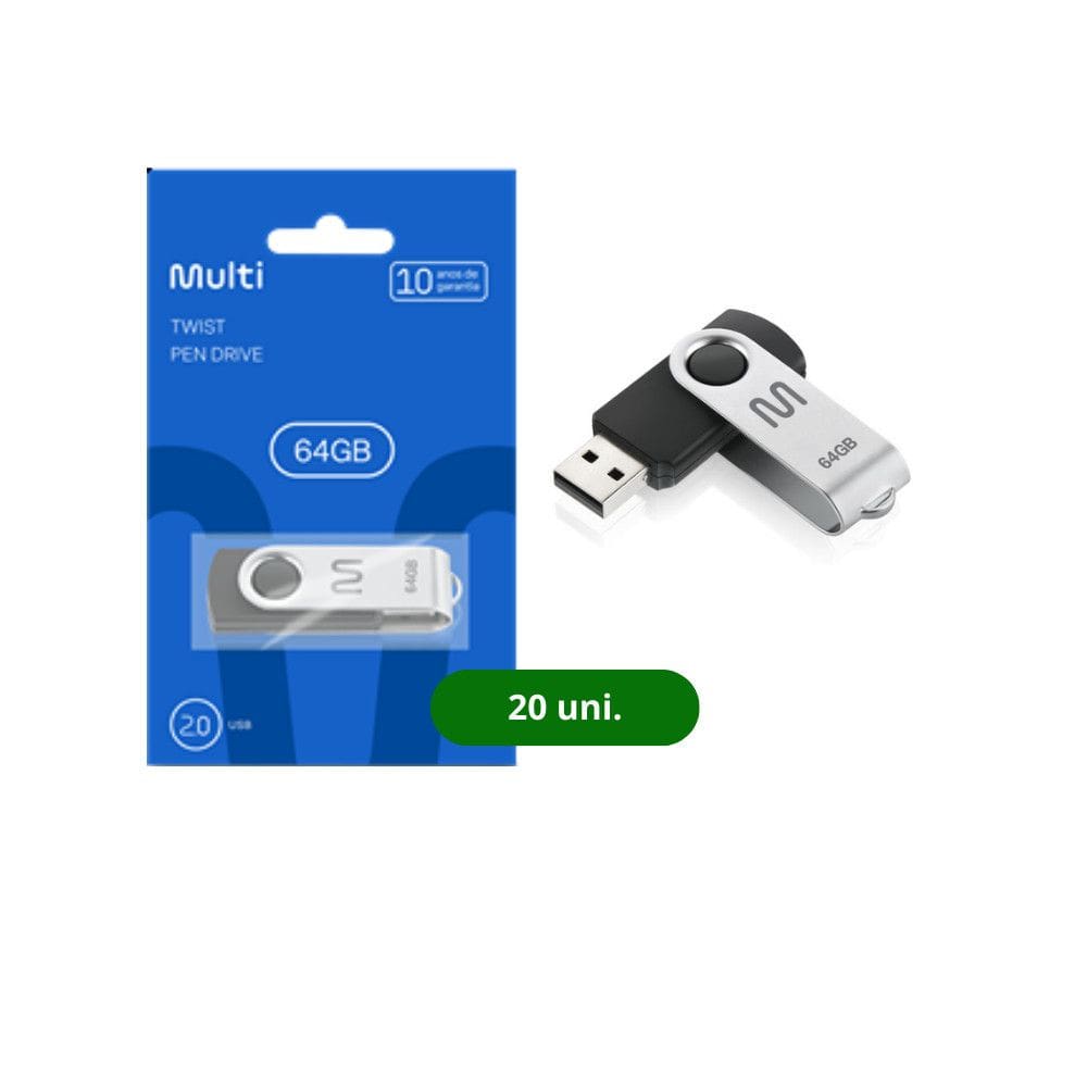 Kit Pen Drive Twist 64GB 20 unidades Preto Multi - PD590K