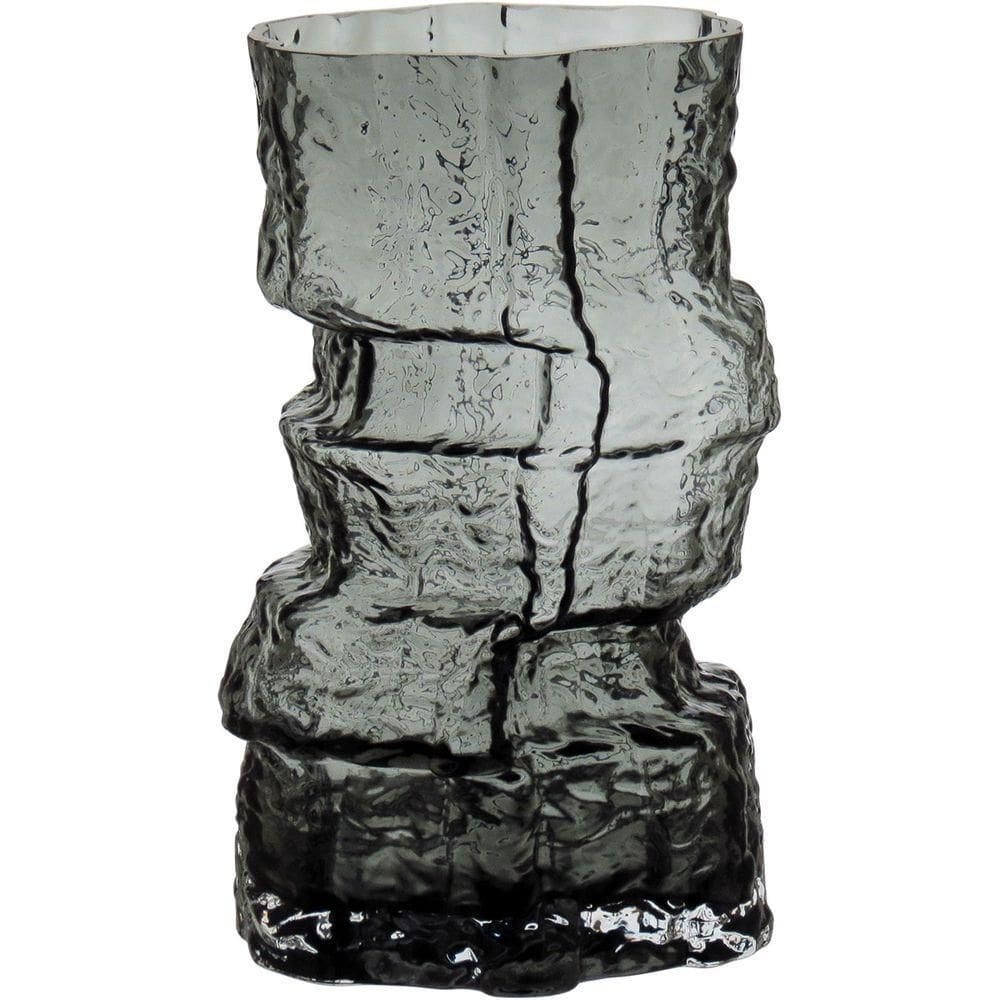Vaso Decorativo Enfeite Casa Vidro 25x11x11cm Cinza